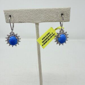 Shop LC Ceruleite/Cambodian Zircon Sterling Silver Lever Back Drop Earrings 5492